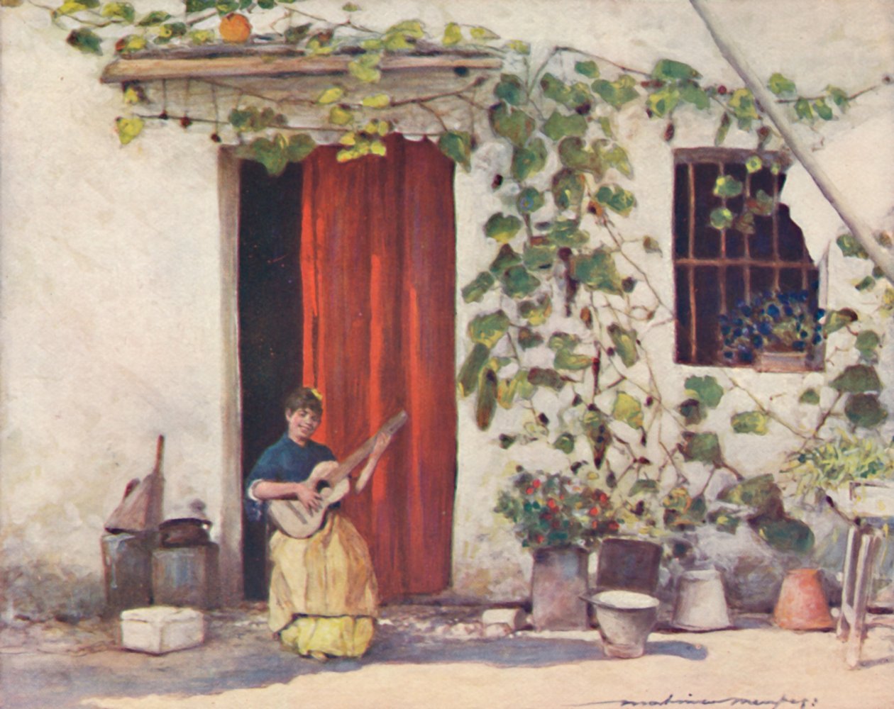 Ein Innenhof in Sevilla, 1903 von Mortimer L Menpes
