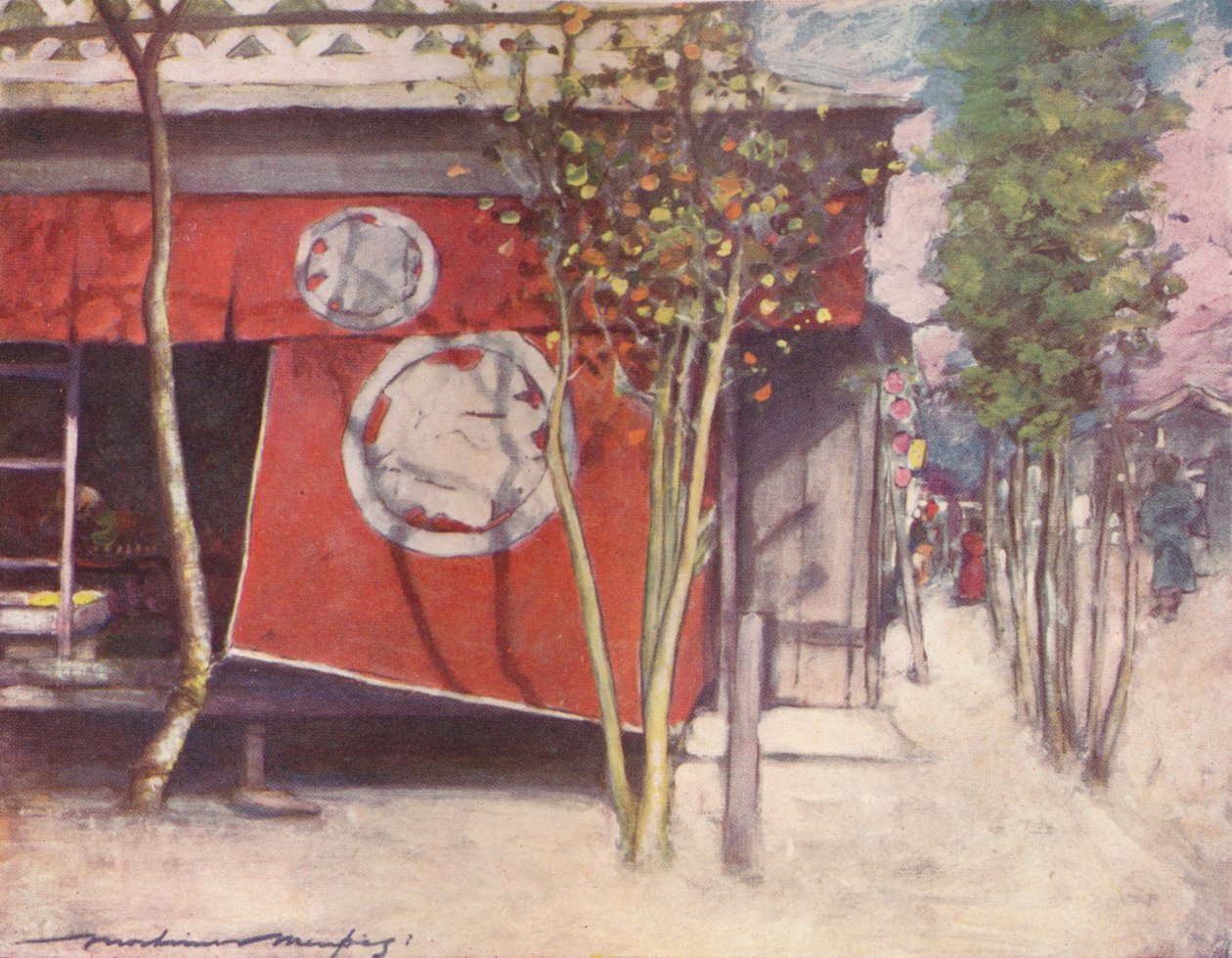 Der rote Vorhang, um 1887 von Mortimer L Menpes
