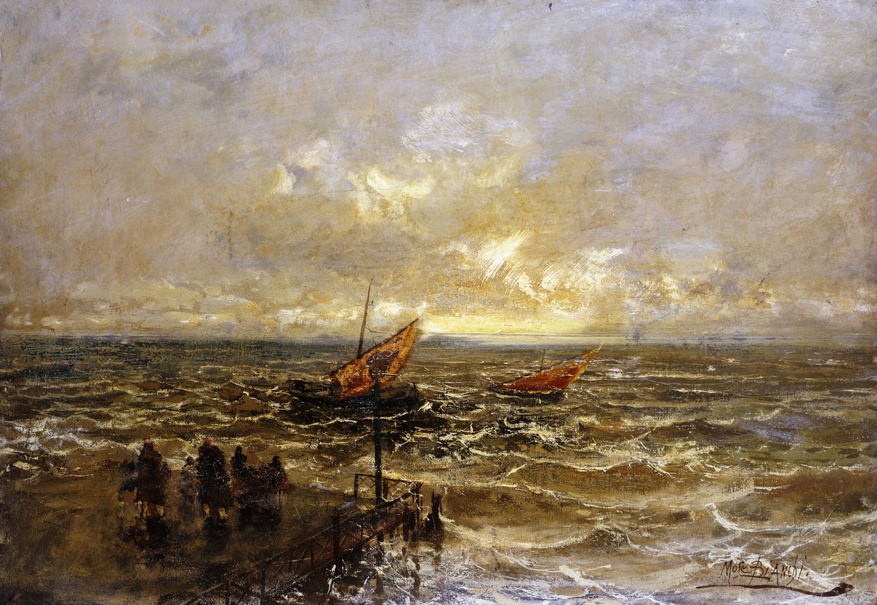 Segelboote an einem Steg von Mose Bianchi