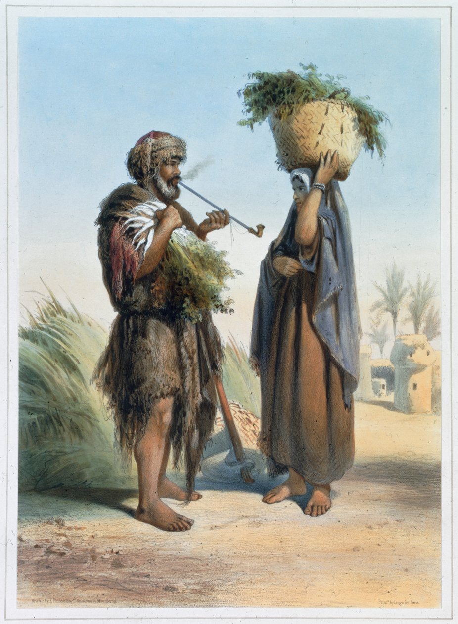Fellache Mann und Frau, 1848 von Mouilleron