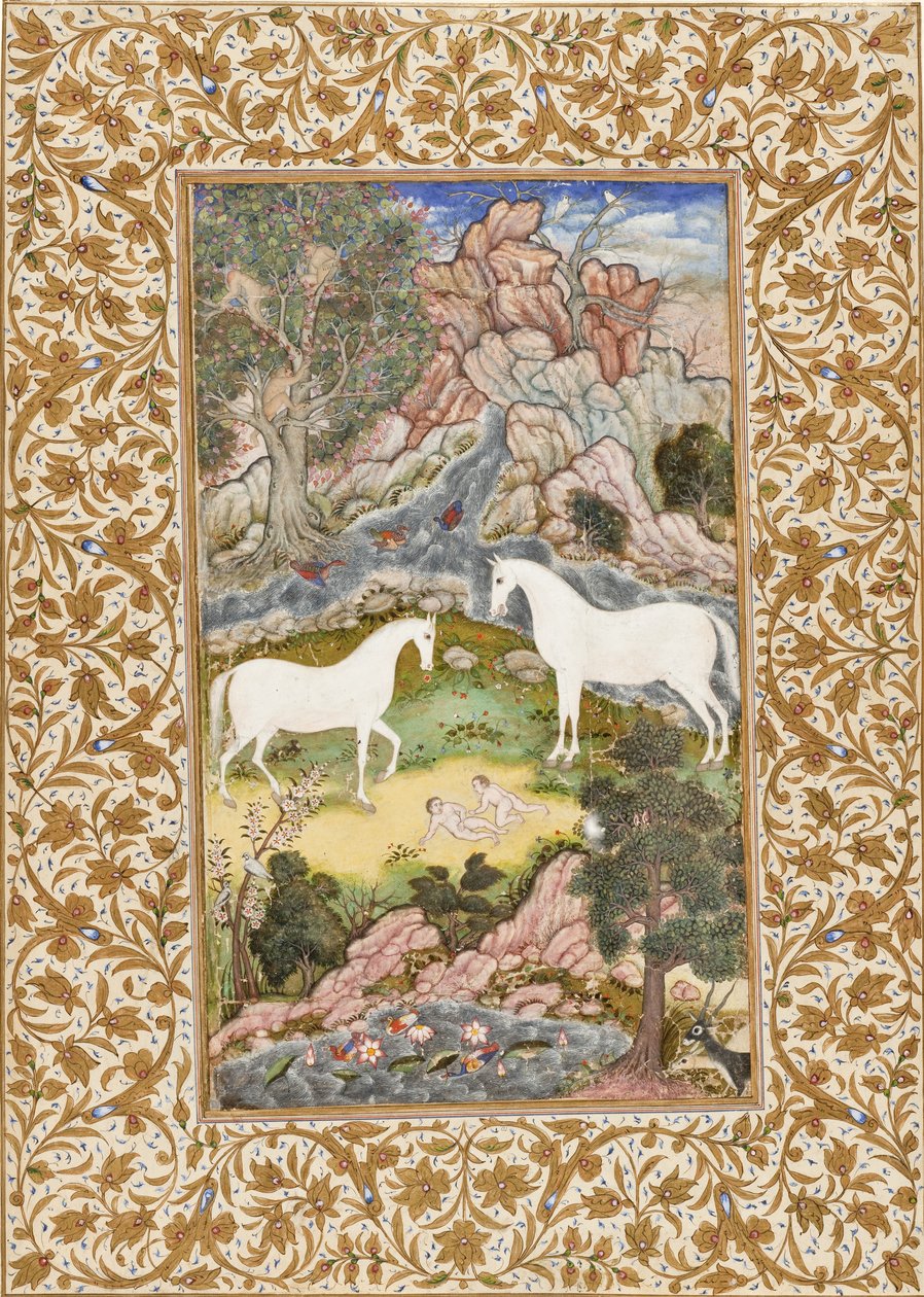 Geburt der himmlischen Zwillinge, ca. 1585-90 von Mughal School