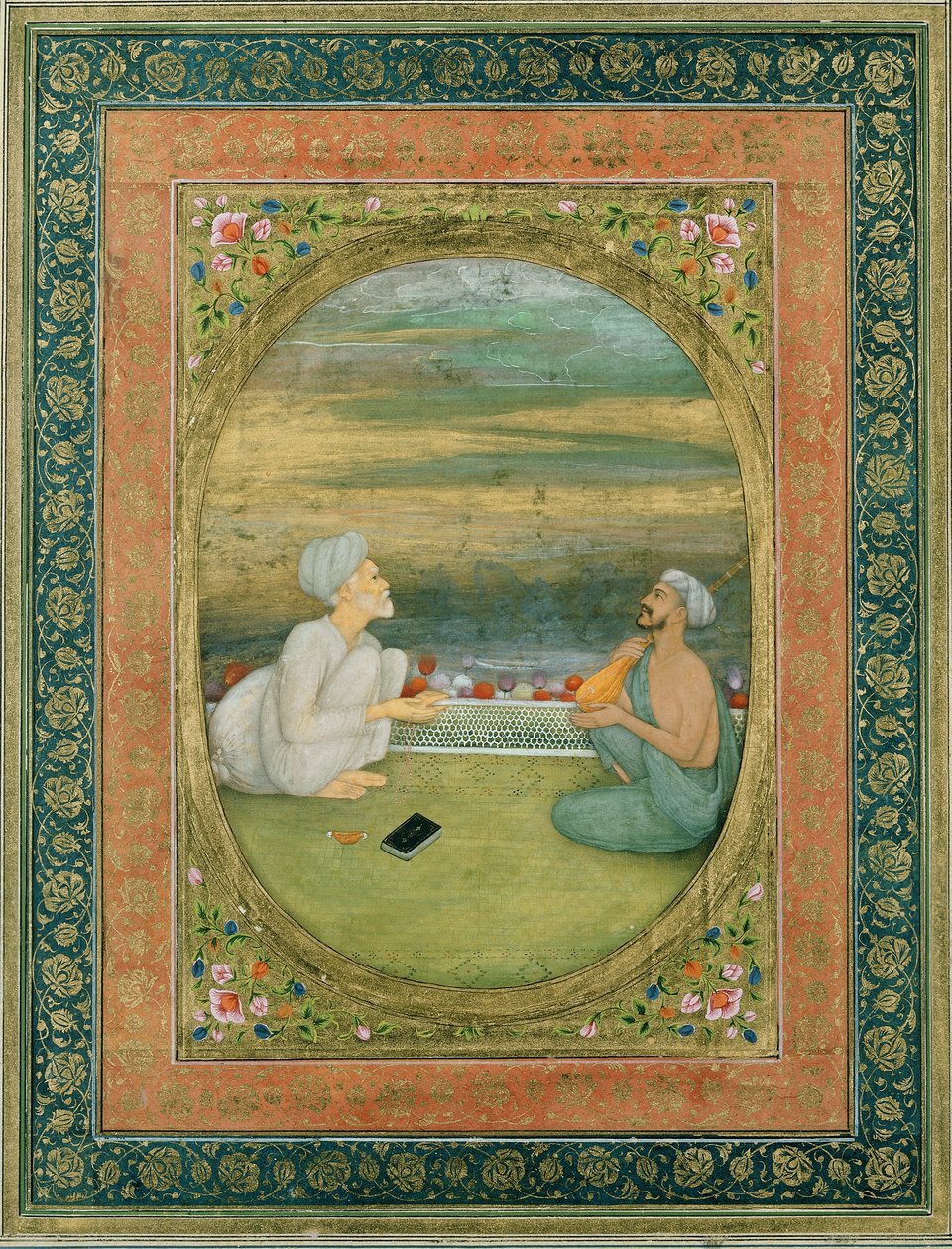 Ein Mullah und ein Musiker, um 1640-1650 von Mughal School