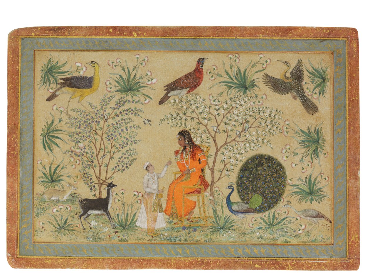 Edle Frau in einem Garten, ca. 1740 von Mughal School