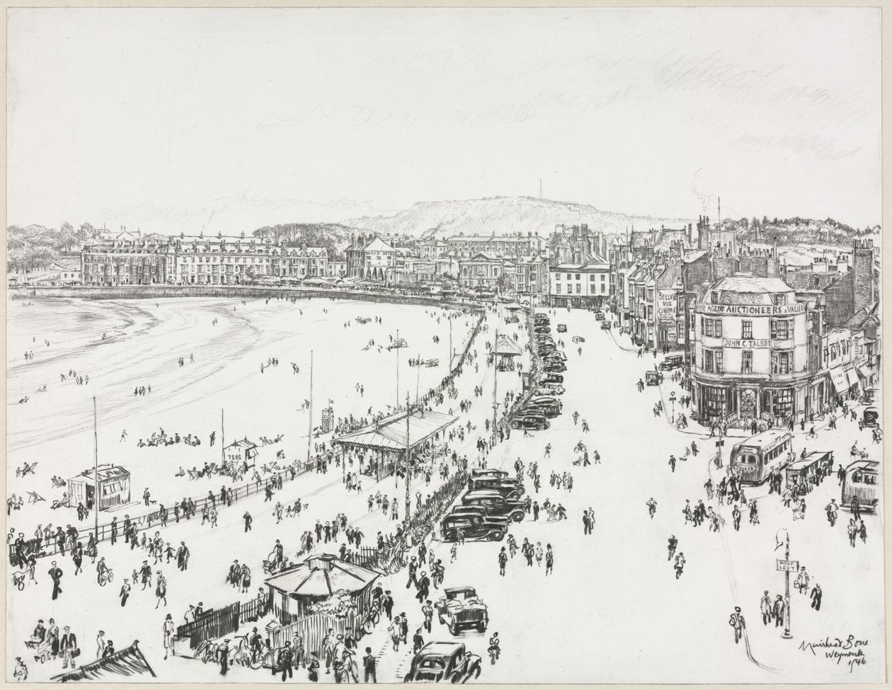 Weymouth und entferntes Portland von Muirhead Bone
