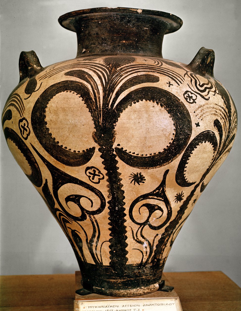 Vase mit Blumendekoration, aus Mykene, 1500-1400 v. Chr. von Mycenaean