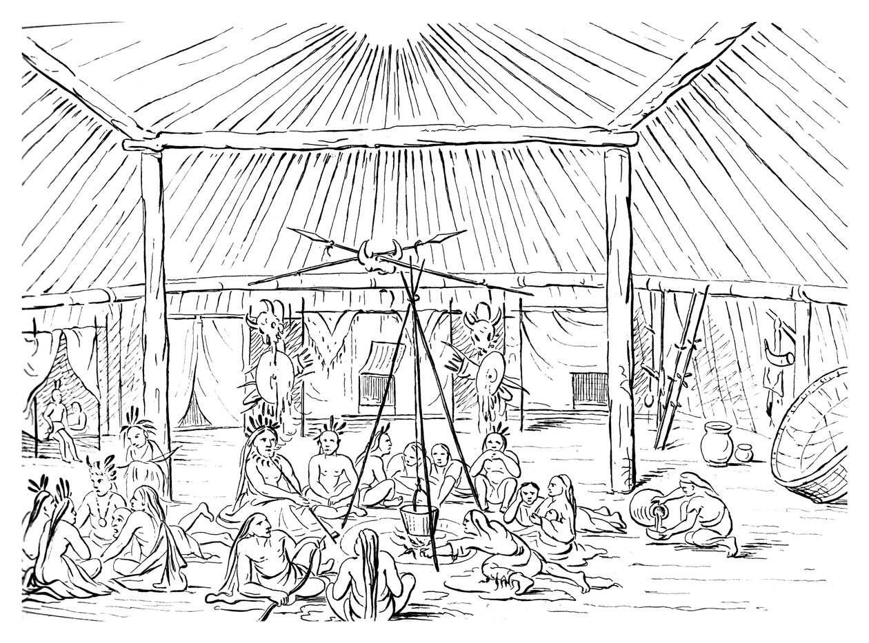 Innenansicht eines Tipis, 1841 von Myers and Co