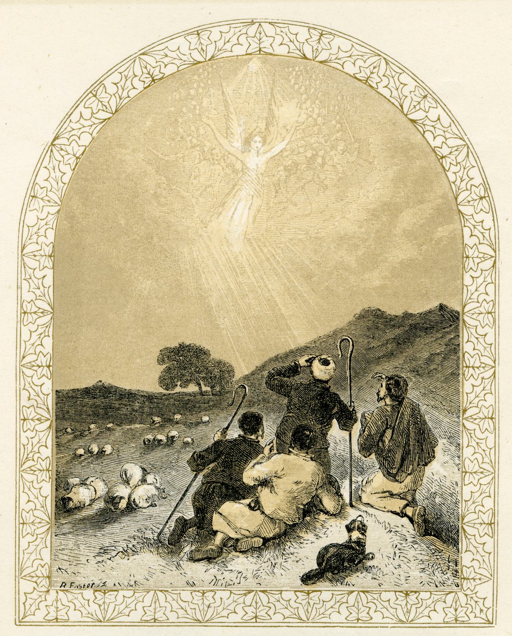 Engel erscheint den Hirten - Bibel von Myles Birket Foster
