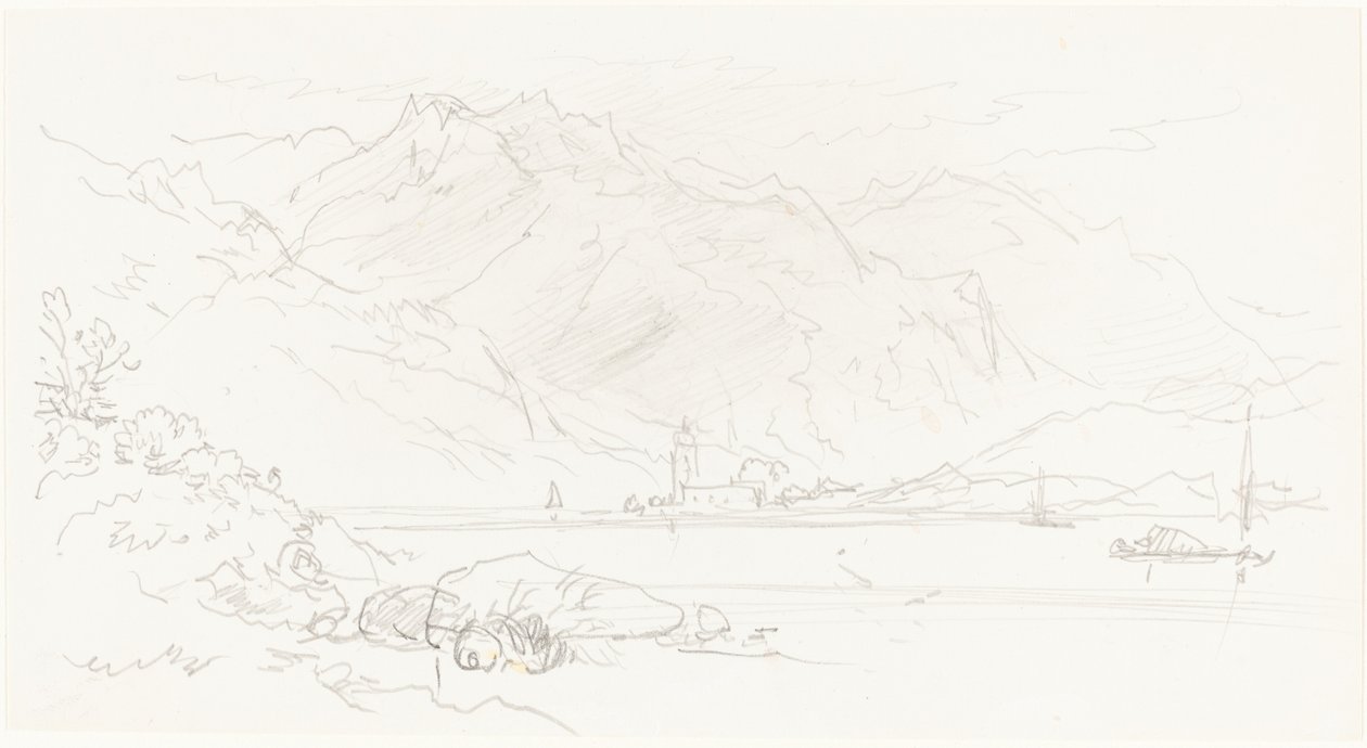 See in einer bergigen Landschaft von Myles Birket Foster