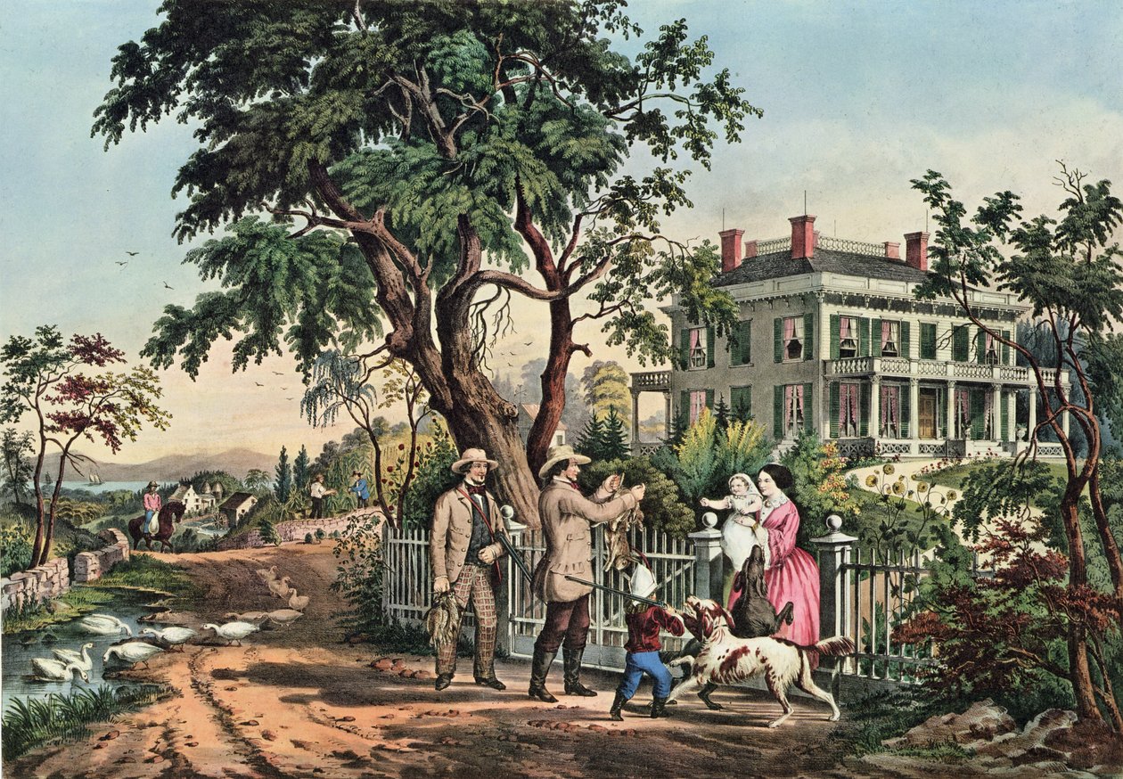 Amerikanisches Landleben - Oktober Nachmittag, 1855 von N. and Ives, J.M. Currier