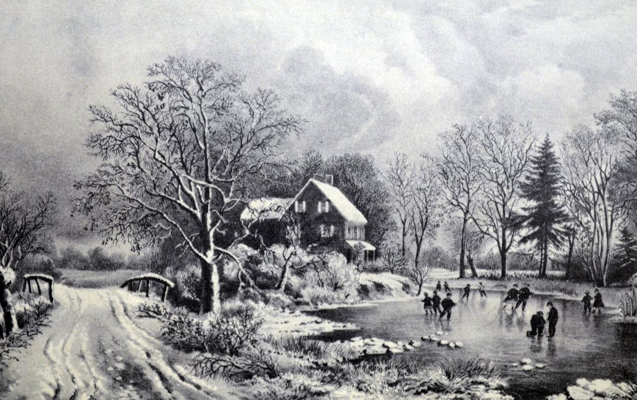 Currier & Ives Illustration 19. Jahrhundert. Früher Winter von N. and Ives, J.M. Currier