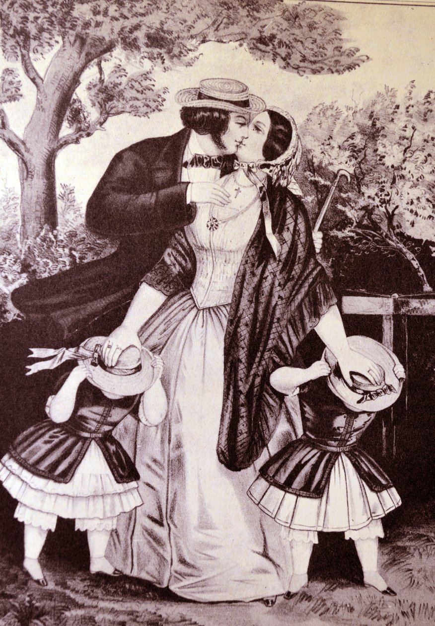 Currier & Ives Illustration 19. Jahrhundert. Küss mich schnell von N. and Ives, J.M. Currier