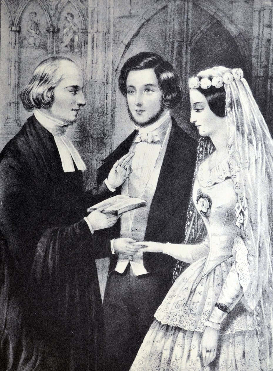 Currier & Ives Illustration 19. Jahrhundert. Die Hochzeit von N. and Ives, J.M. Currier
