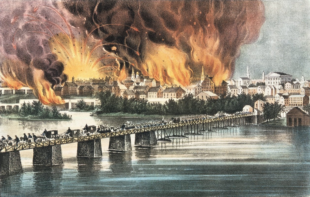 Fall von Richmond am 2. April 1865 von N. and Ives, J.M. Currier
