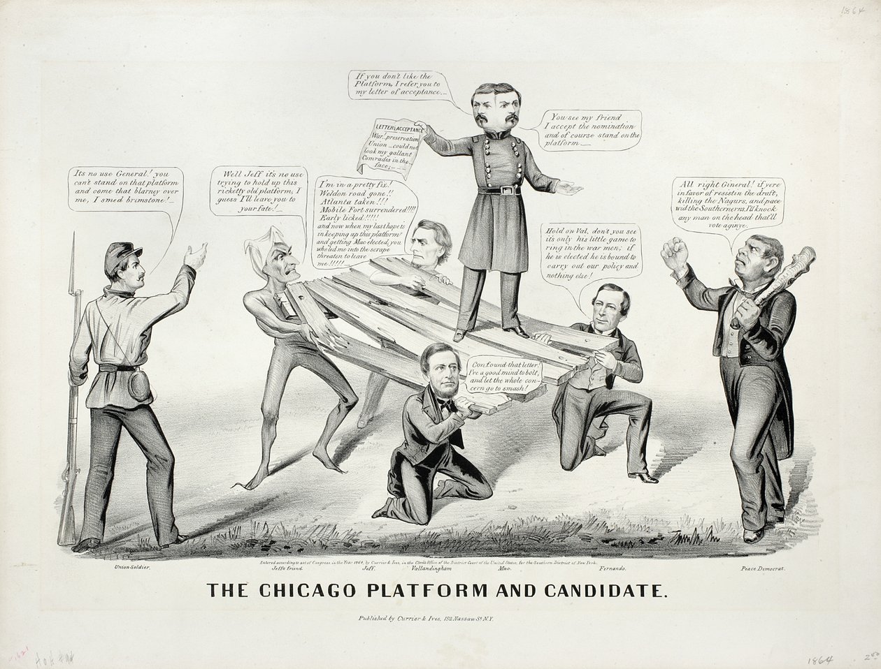 Die Chicago-Plattform und Kandidat, 1864 von N. and Ives, J.M. Currier
