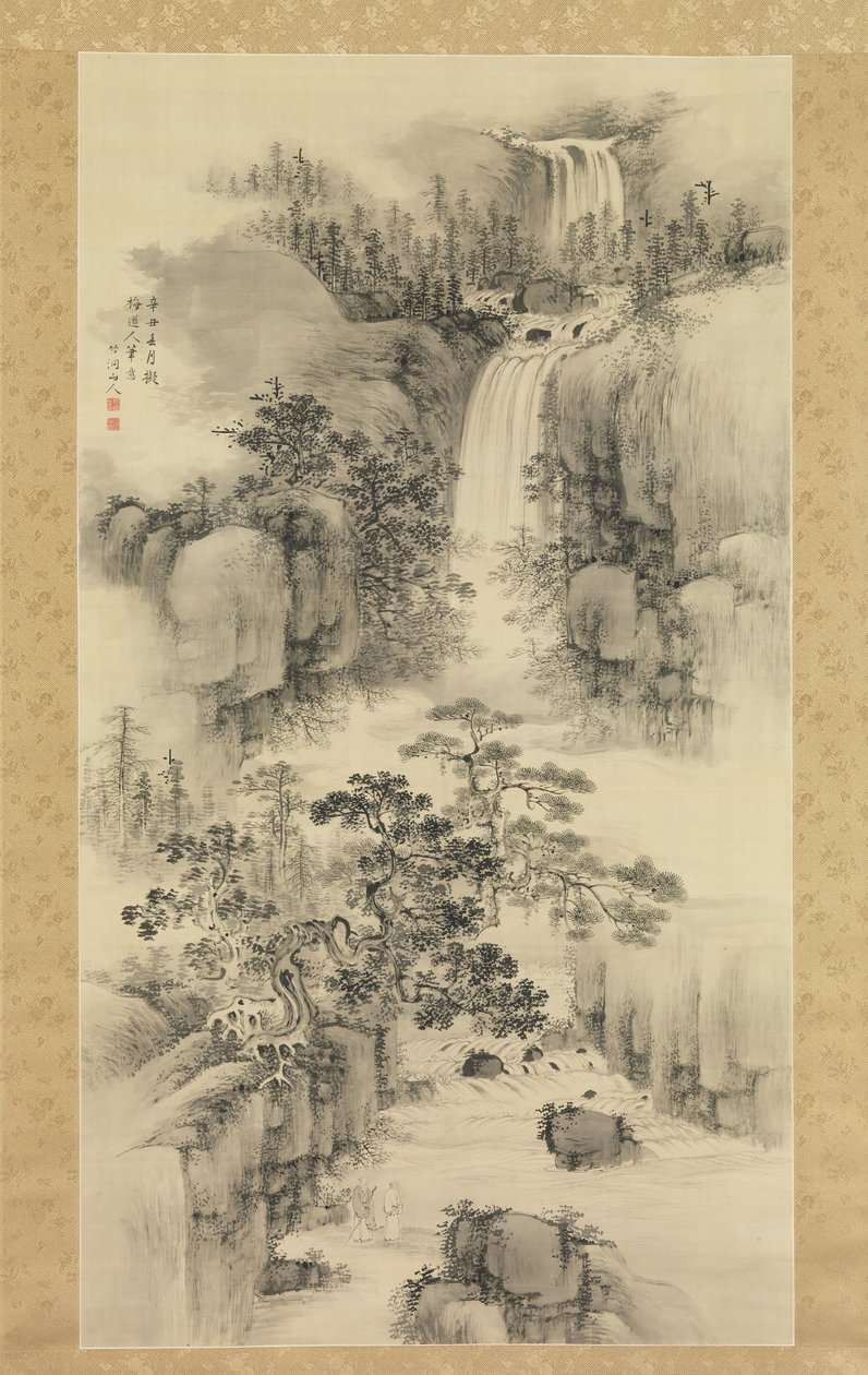Landschaft mit Wasserfall von Nakabayashi Chikuto