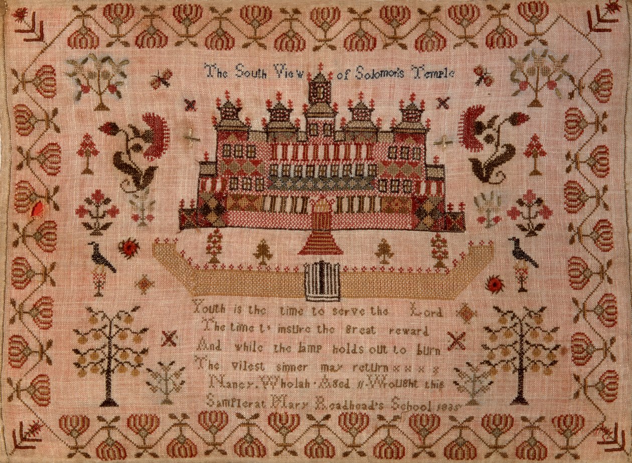 Die Südansicht des Salomonischen Tempels, 1835 (Stickerei) von Nancy Wholah