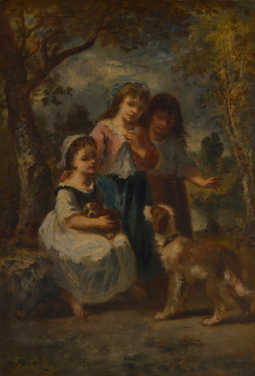 Drei kleine Mädchen von Narcisse Virgile Diaz de la Peña
