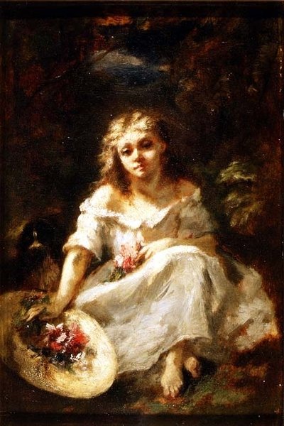 Mädchen mit Blumen von Narcisse Virgile Diaz de la Peña