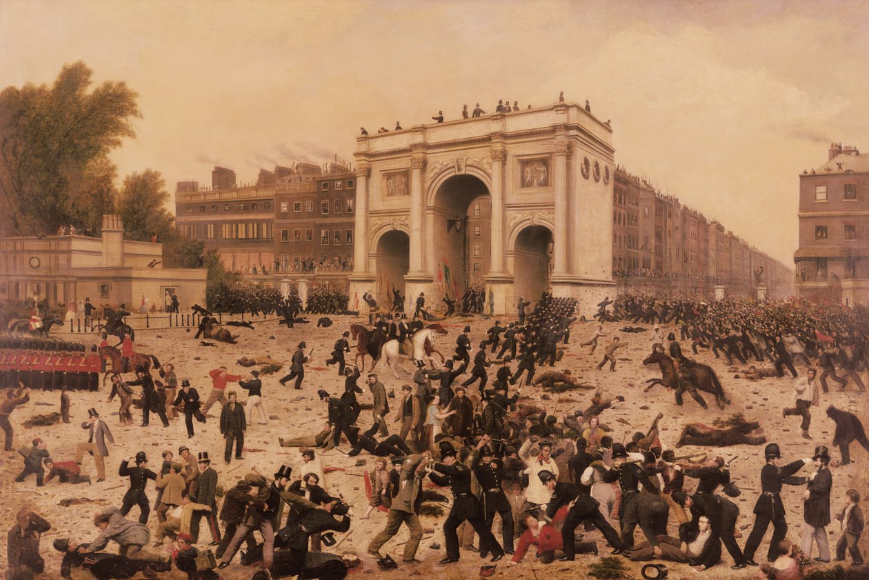Unruhen für das allgemeine Wahlrecht im Hyde Park, 1866 von Nathan Hughes