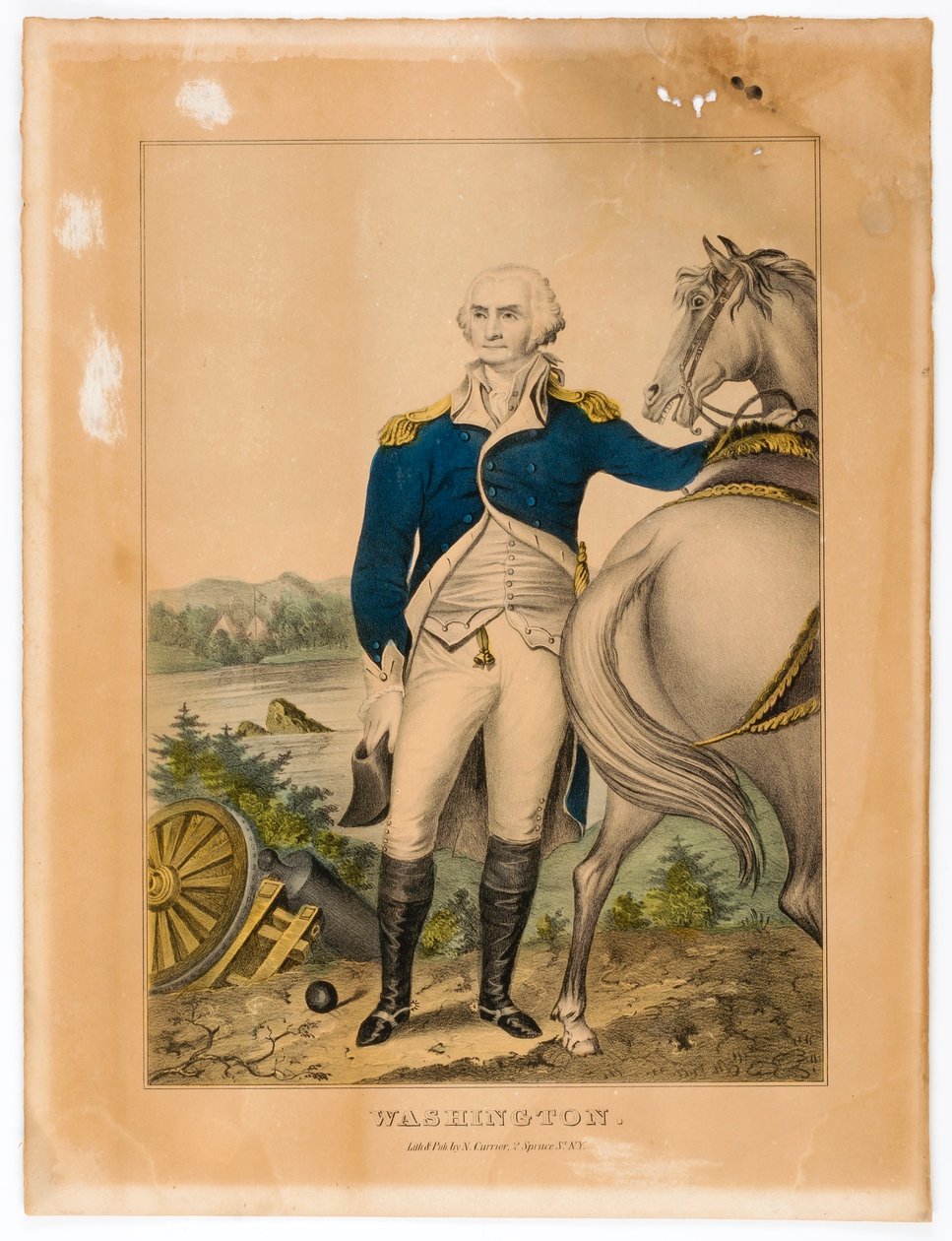 Washington (Stehend bei seinem Pferd) von Nathaniel Currier