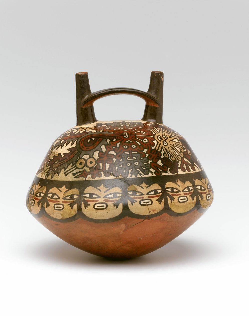 Doppelspout- und Brückenflasche, aus Peru, 100 v. Chr.-600 n. Chr. von Nazca Culture