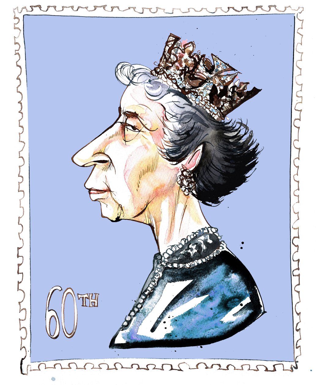 Elizabeth Windsor - Karikatur von Neale Osborne