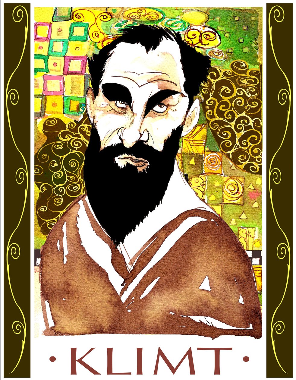 Gustav Klimt, Farbkarikatur von Neale Osborne