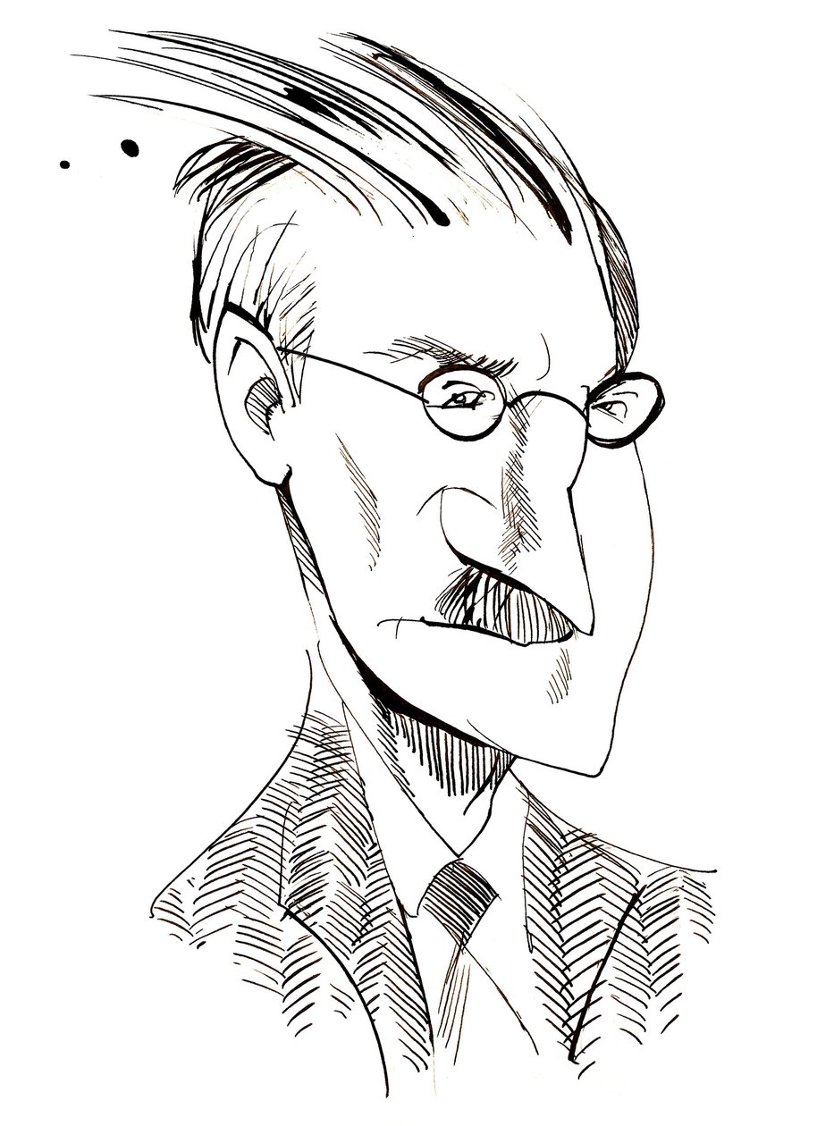 James Joyce - Karikatur des irischen Schriftstellers (1882-1941) von Neale Osborne