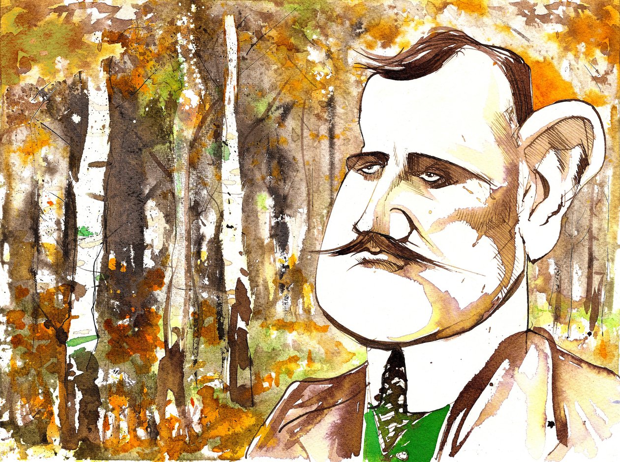 Jean Sibelius, karikiert als junger Mann von Neale Osborne