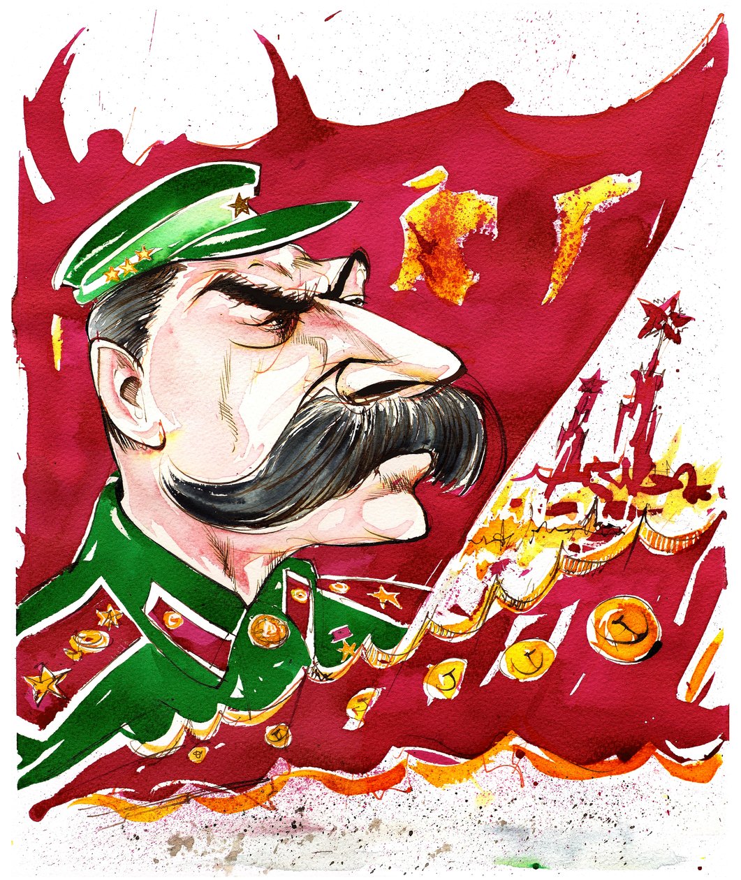 Joseph Stalin - farbige Karikatur von Neale Osborne