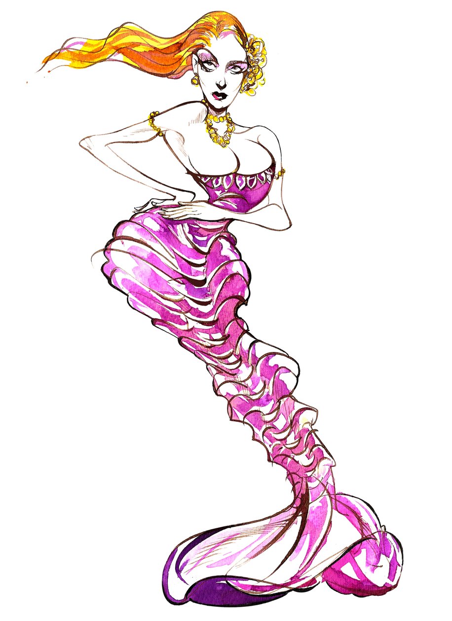 Model in einem Hummerkleid von Neale Osborne