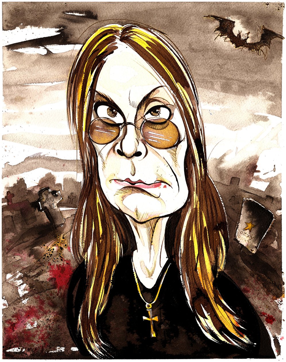 Ozzy Osbourne - Farbkarikatur von Neale Osborne
