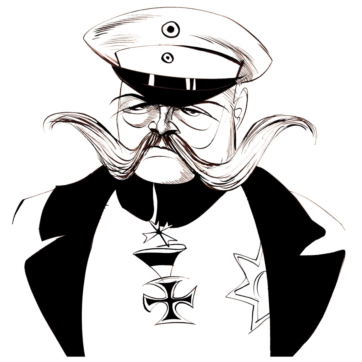 Paul von Hindenburg - Polnisch-geborener, deutscher General und Präsident (1847-1934); Schwarz-Weiß-Karikatur von Neale Osborne