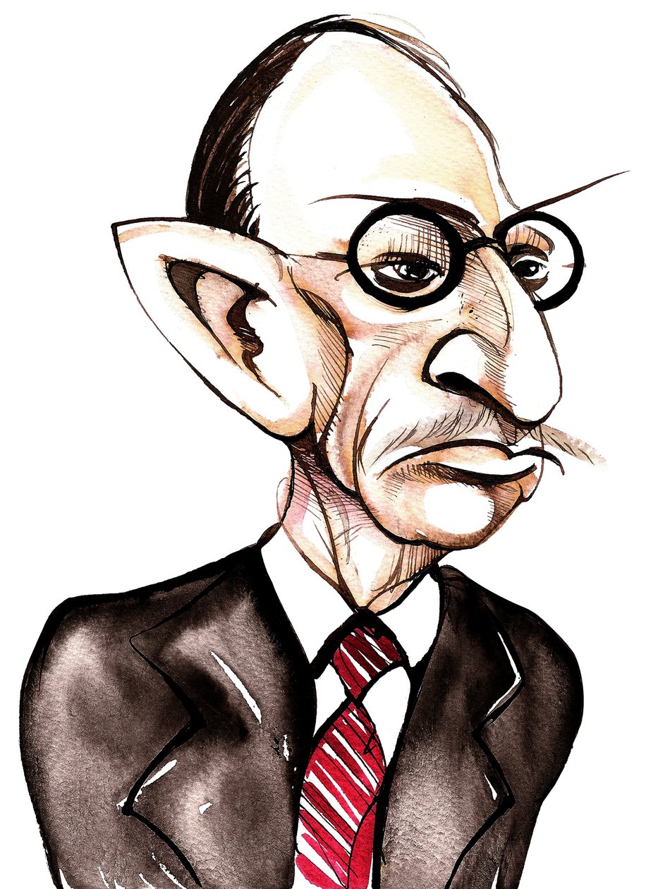 Russisch-amerikanischer Komponist und Dirigent Igor Strawinsky (1882-1971); Karikatur von Neale Osborne