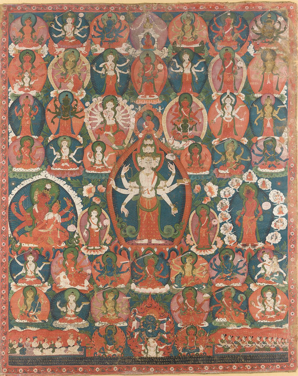 Eine Paubha des elfköpfigen Avalokiteshvara von Nepalese School