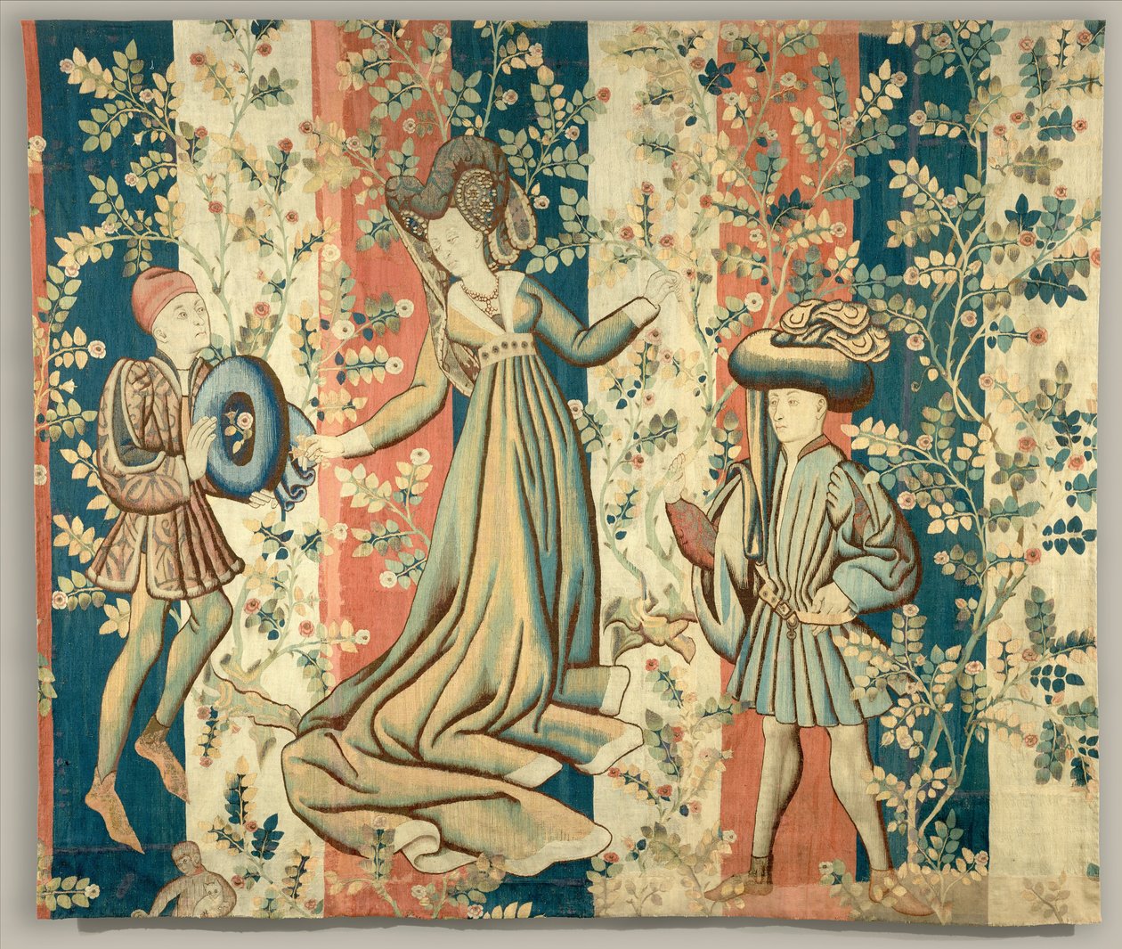 Höflinge in einem Rosengarten: Eine Dame und zwei Herren, ca. 1440-50 von Netherlandish School