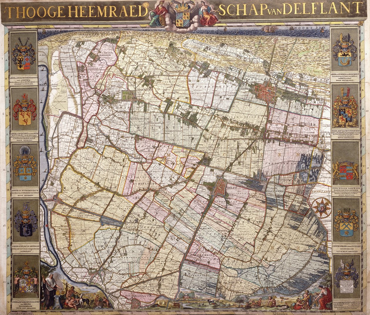 Wandkarte von Delftland, 1712 von Netherlandish School