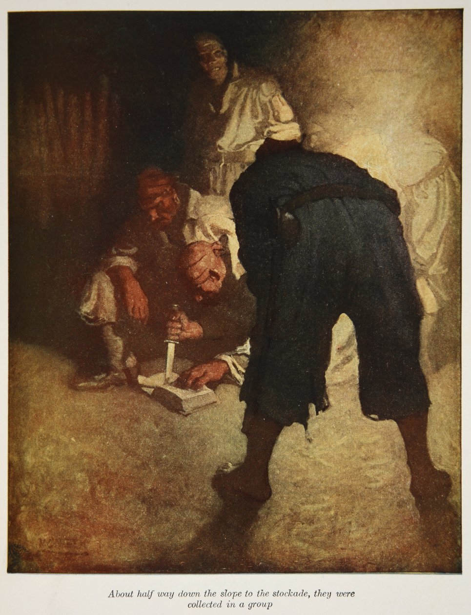 Etwa auf halber Höhe des Abhangs zur Palisade sammelten sie sich in einer Gruppe, eine Illustration aus 
