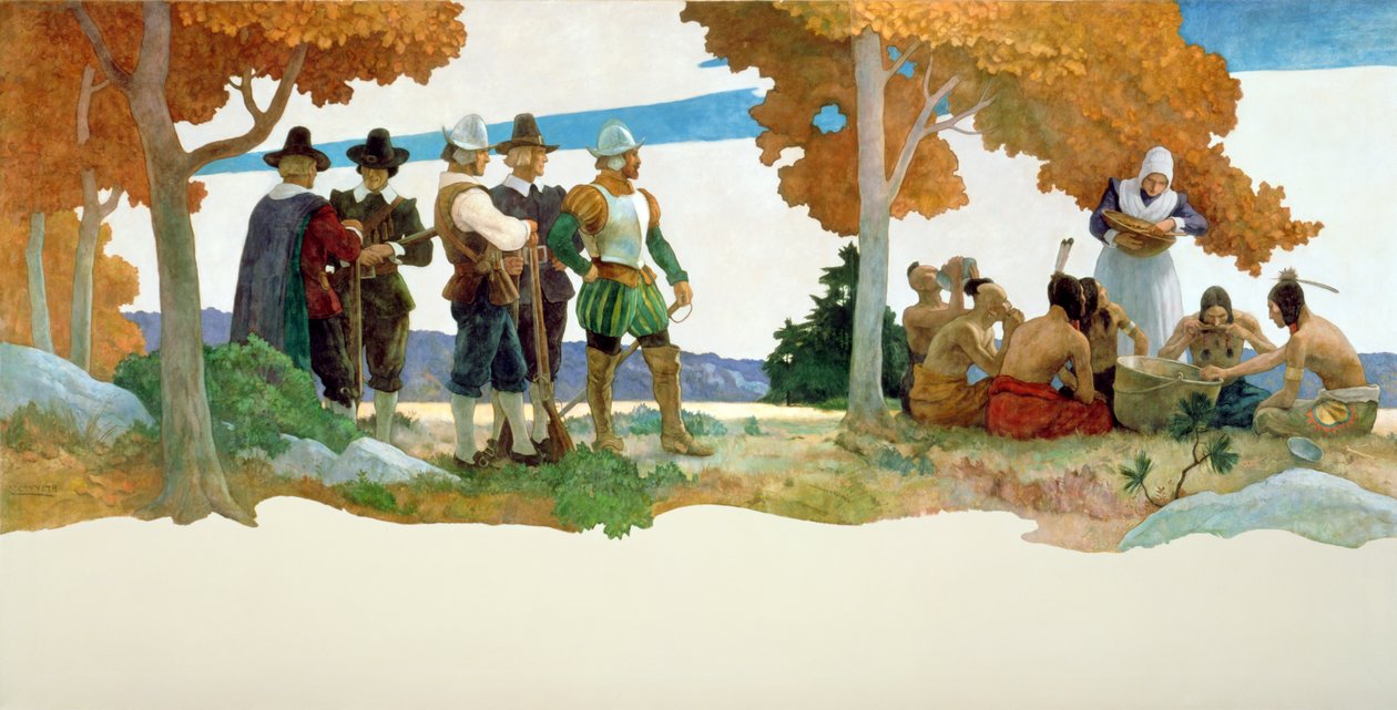 Erntedankfest mit Indianern, 1940 von Newell Convers Wyeth