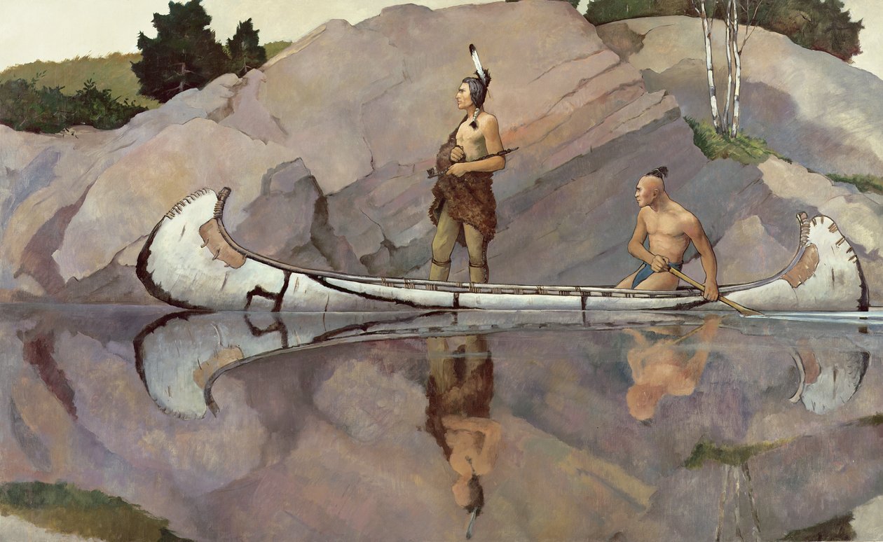Indianer in einem Kanu von Newell Convers Wyeth