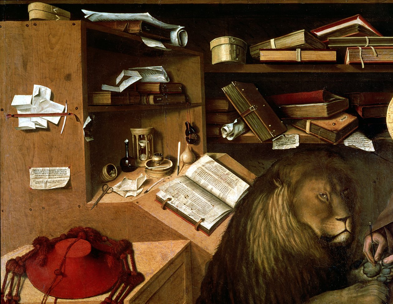 St. Hieronymus entfernt einen Dorn aus der Löwenpfote, ca. 1445 (Detail) von Niccolo Antonio Colantonio