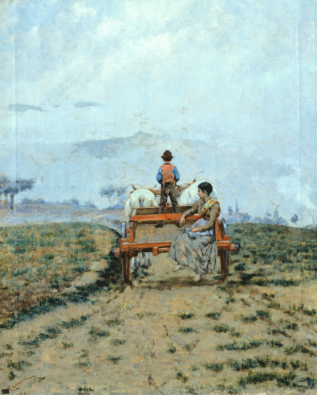 Auf einem Wagen in den Feldern von Niccolo Cannicci