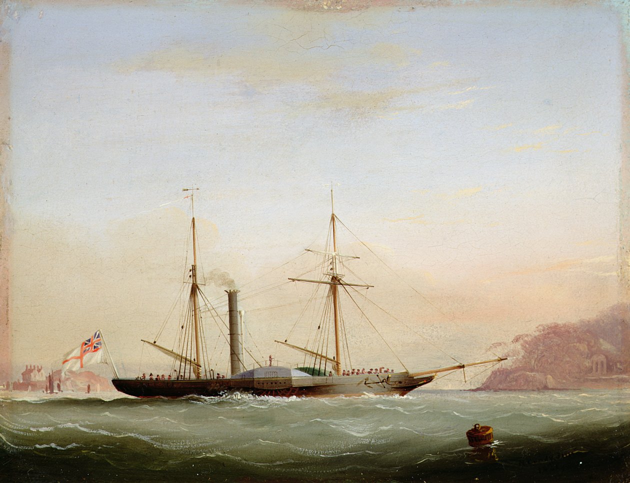 Raddampfer im Plymouth Sound vor Mount Edgecombe, 1841 von Nicholas Matthews Condy
