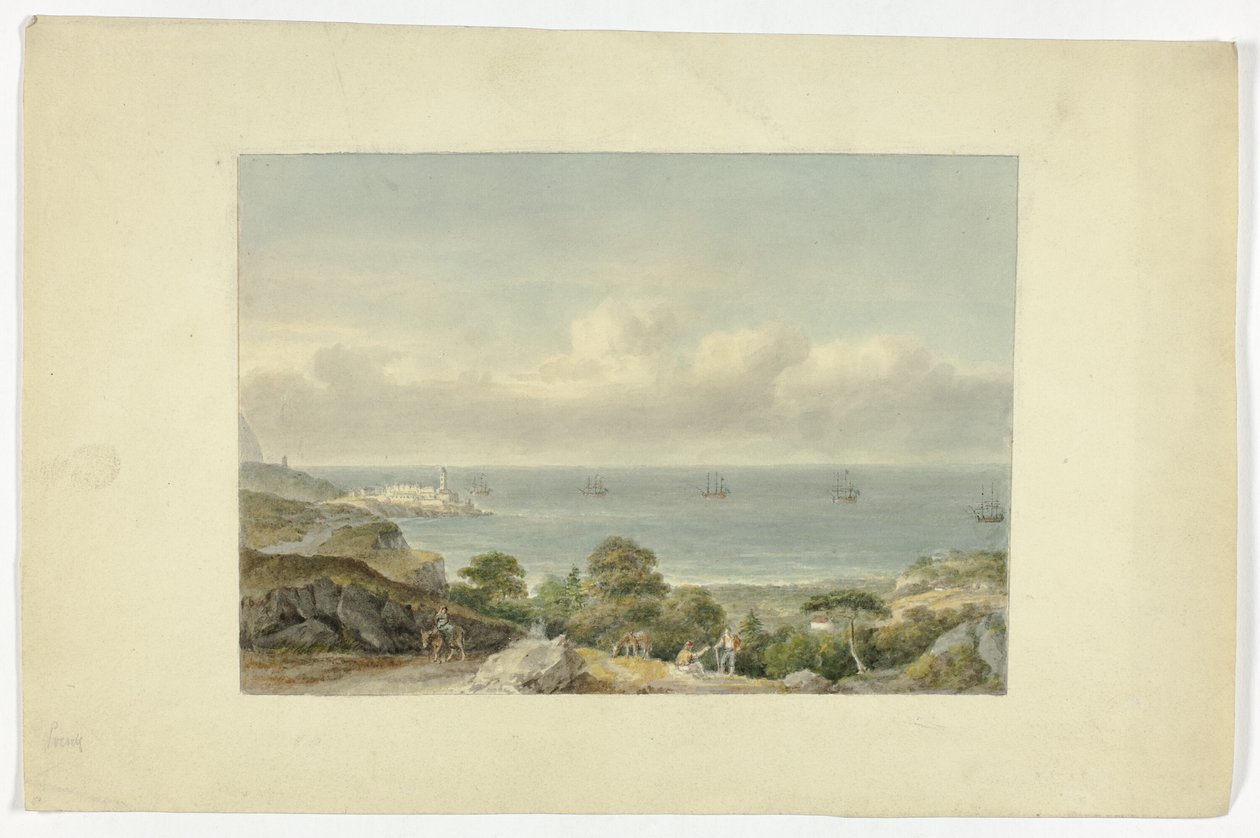 Mittelmeer-Seelandschaft mit Hafen von Nicholas Pocock