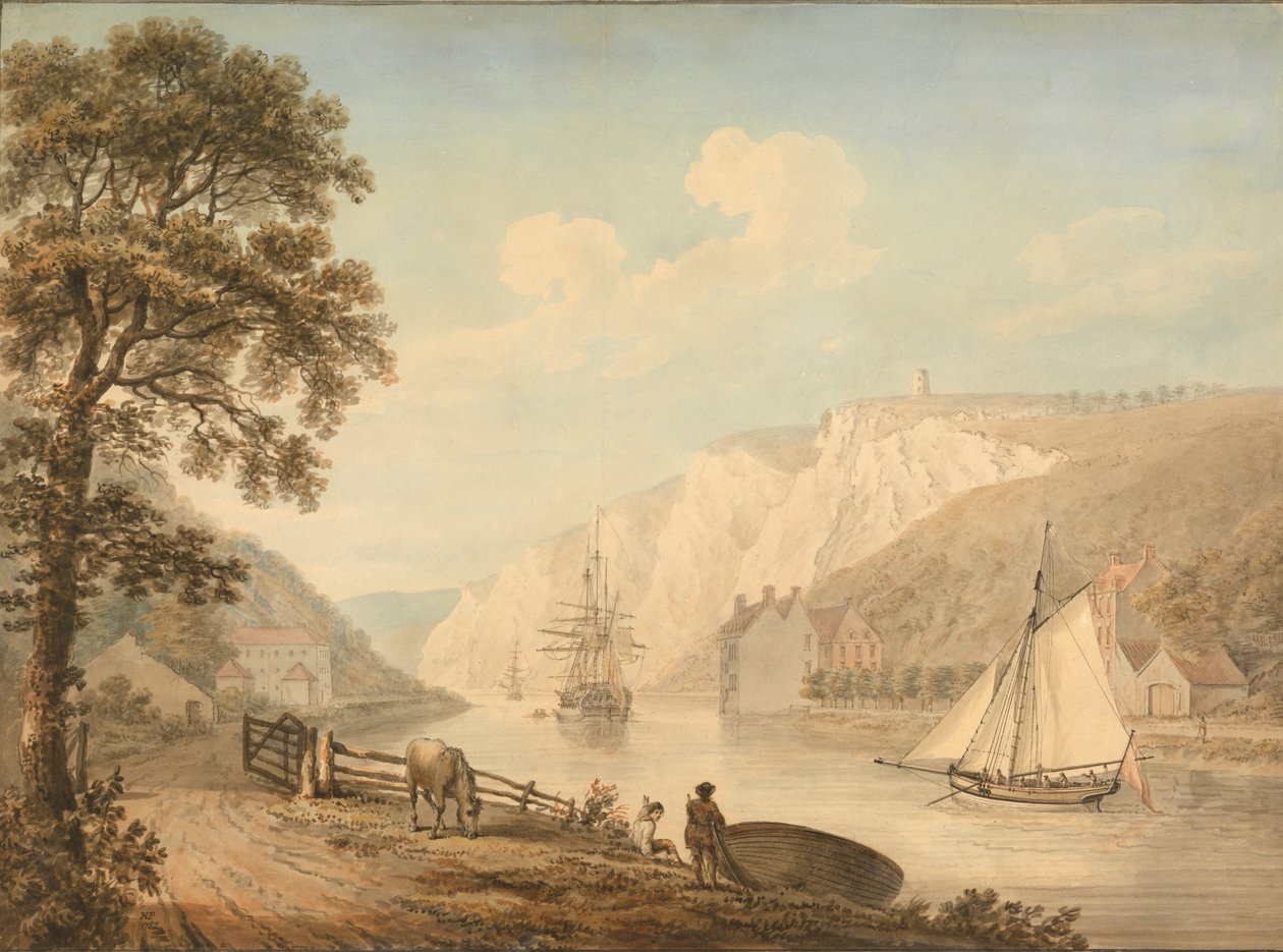 Der Fluss Avon: mit vorbeifahrenden Schiffen von Nicholas Pocock