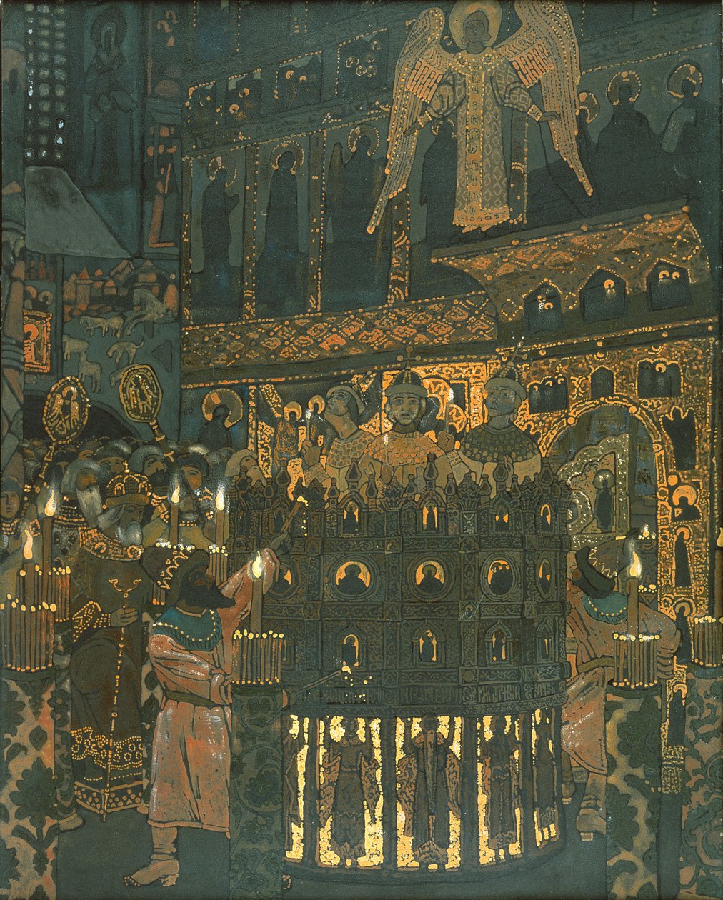 Mysterienspiel im mittelalterlichen Nowgorod von Nicholas Roerich