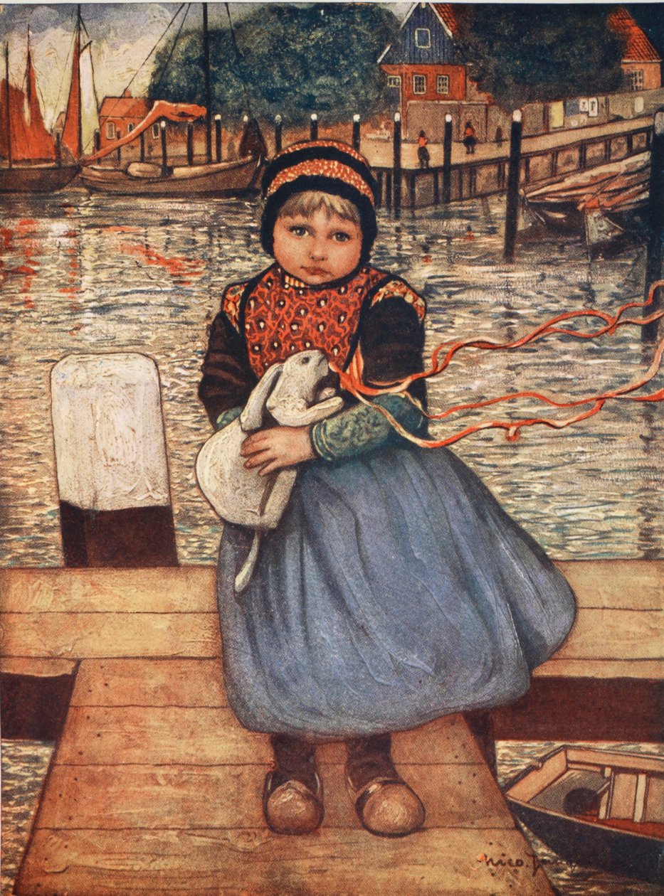 Ein Mädchen mit einem Kaninchen, 1904 von Nico Jungman