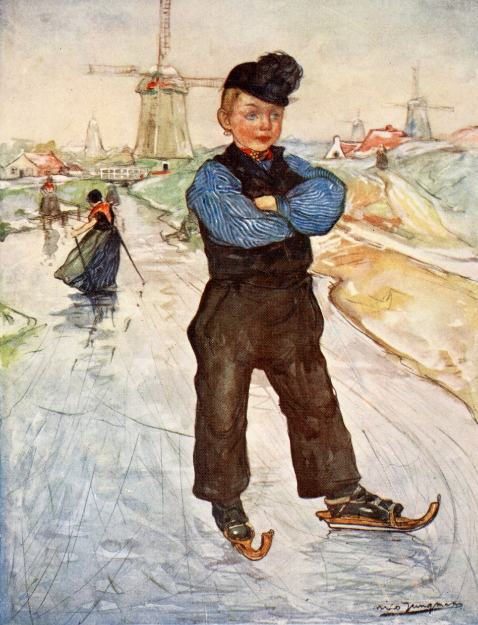 Ein Bauernjunge aus Veere auf Schlittschuhen, 1904 von Nico Jungman