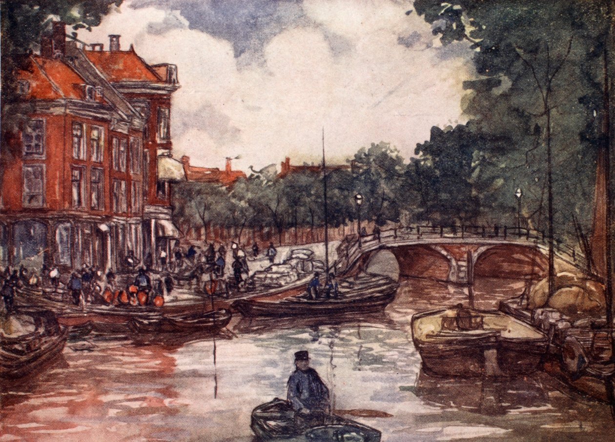 Die Fischbrücke, Leiden, 1904 von Nico Jungman