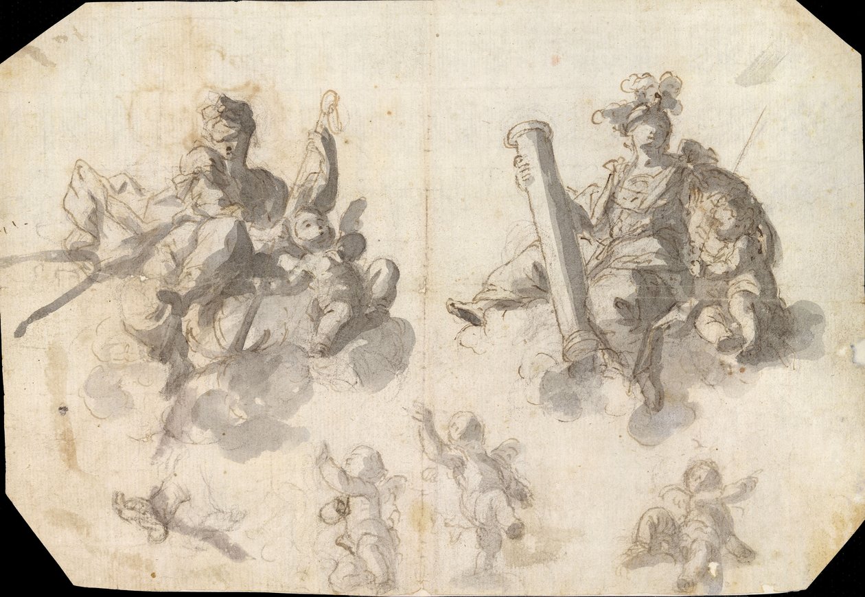 Allegorie der Hoffnung und Tapferkeit (Studie) von Nicola Bertucci